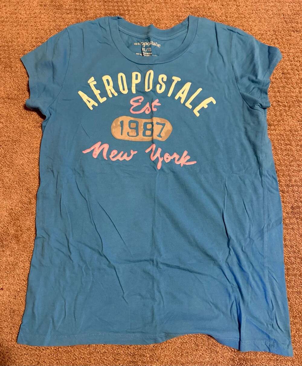 Vintage Aeropostale Graphic T-Shirt Blue Size XL